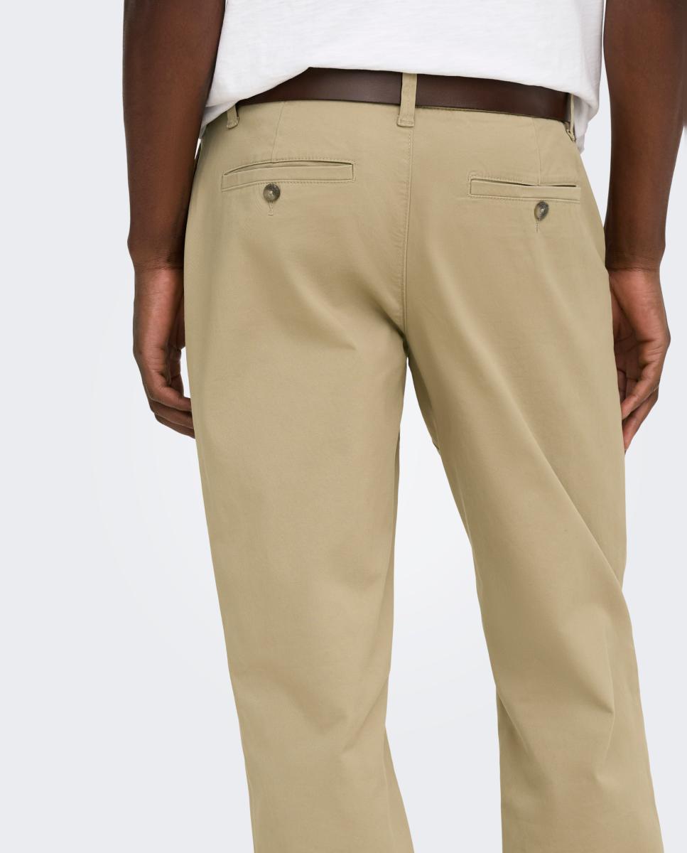 Calças Chino Regular Fit Bege-3
