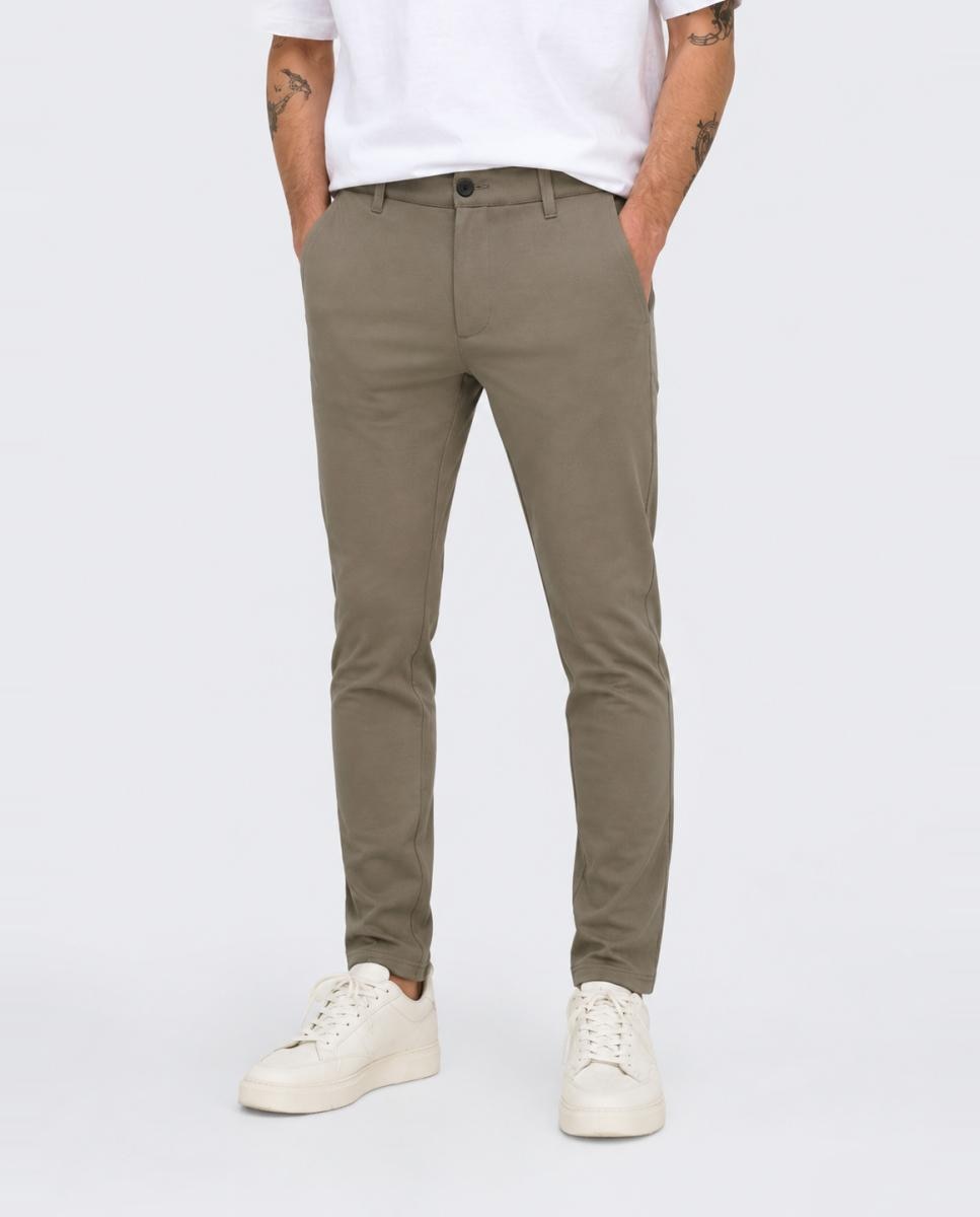 Calças Formais Slim Fit. Castanho-escuro-2