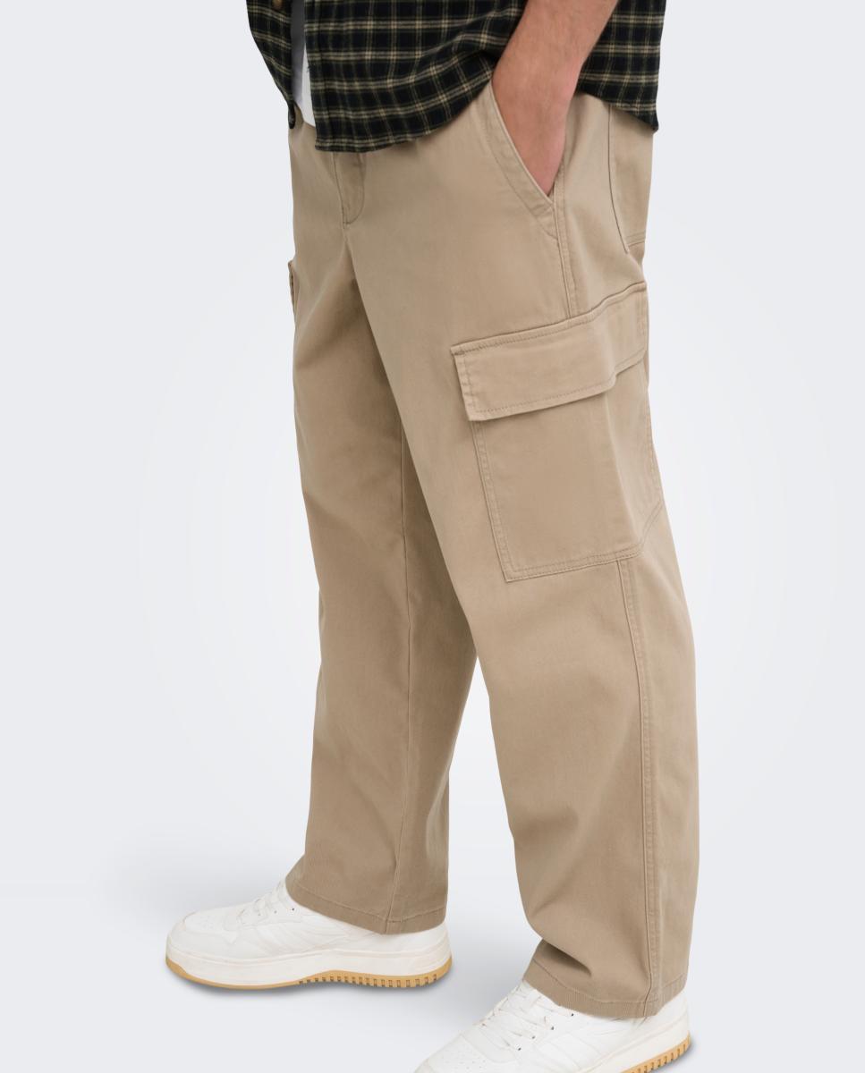 Pantalón de hombre cargo con cinturilla elástica - Only & Sons - Gris Gris-2