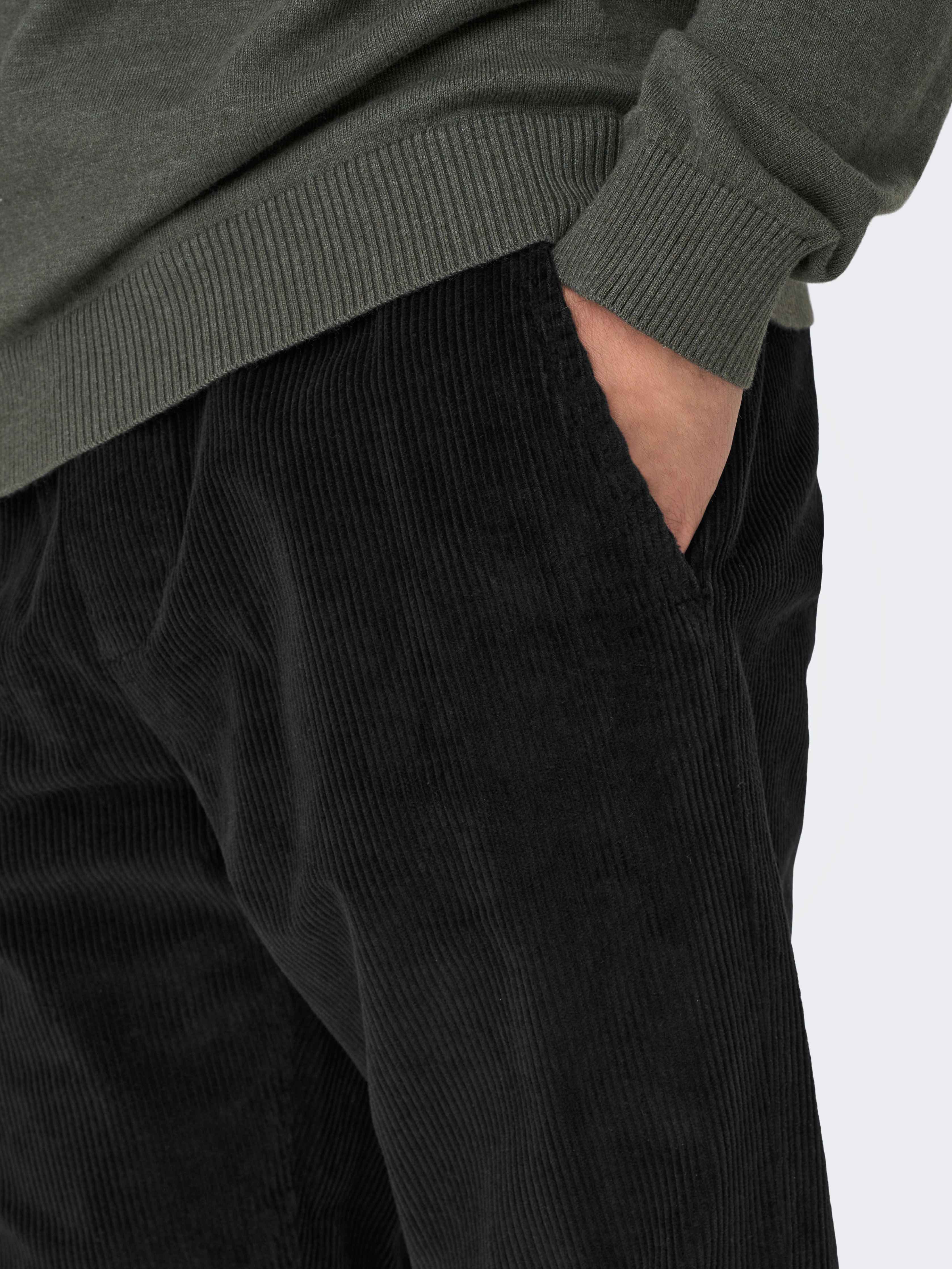 Pantalón de pana de hombre - Only & Sons - Negro Negro-4