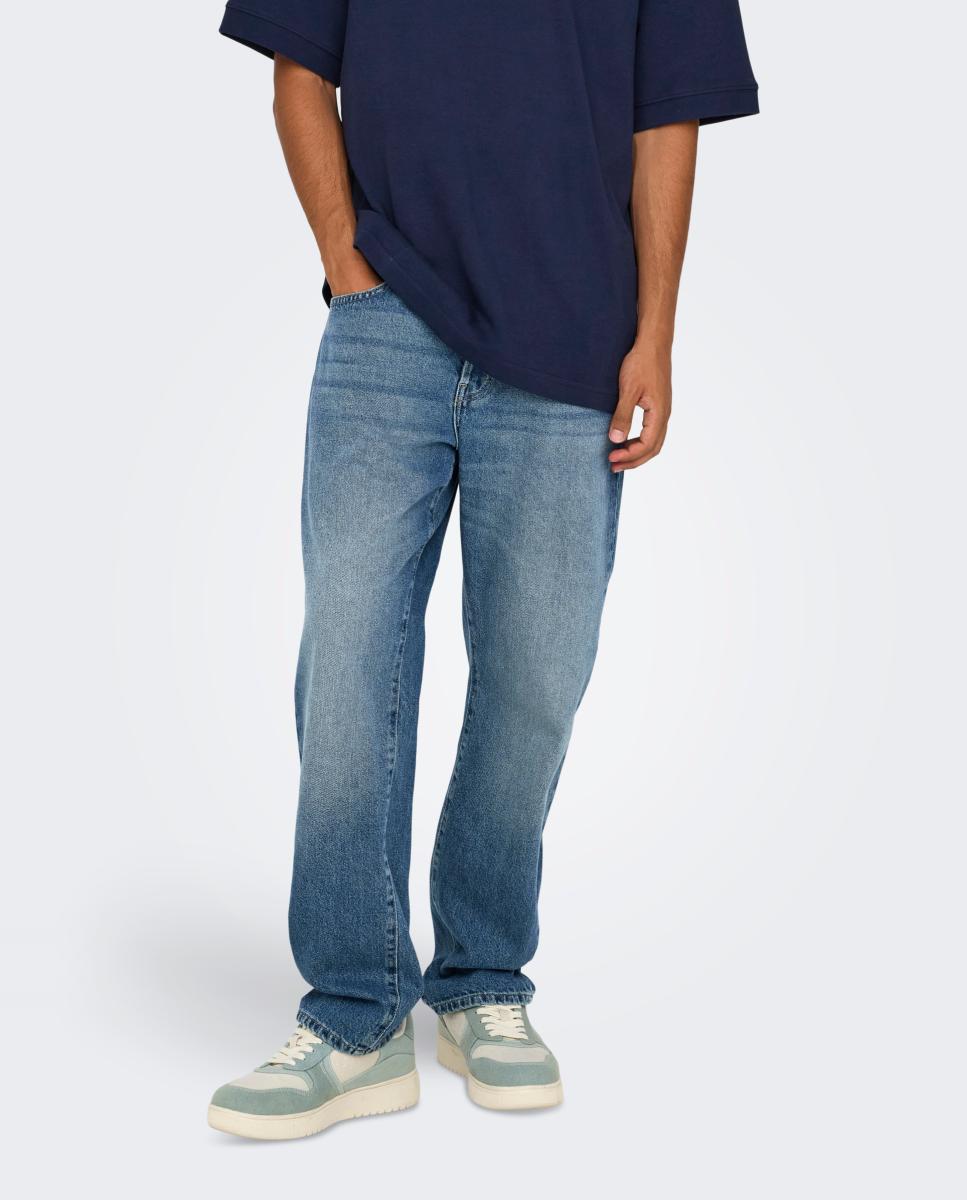 Jeans Direitas de Homem Azul-índigo-3