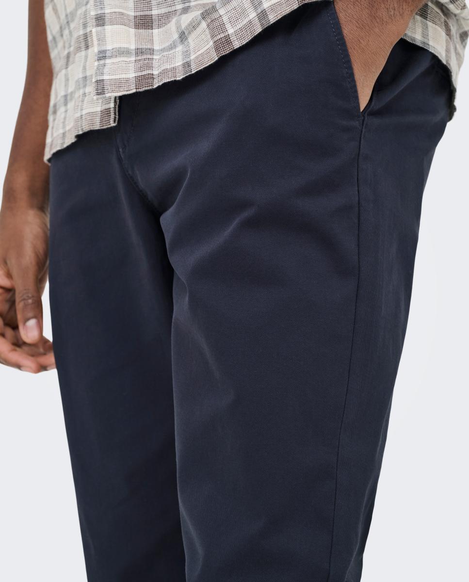 Calças Chino Regular Fit Azul-marinho-3