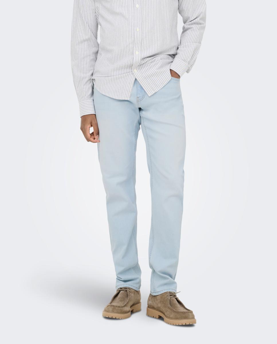 Pantalón vaquero de hombre regular fit - Only & Sons - Azul claro Azul claro-2