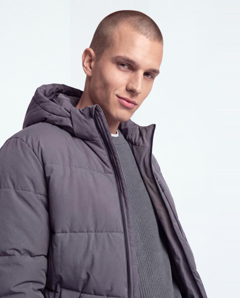 Abrigo acolchado con capucha de hombre - Only & Sons - Gris Gris-2