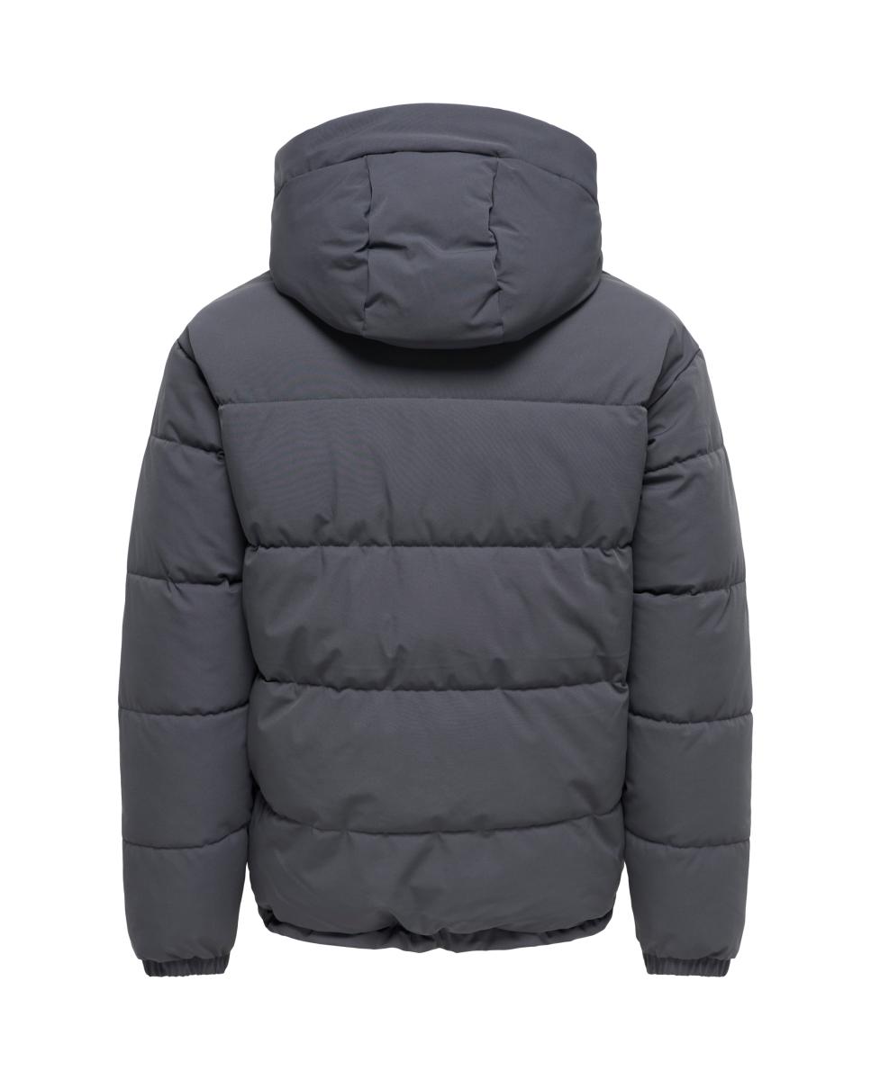 Abrigo acolchado con capucha de hombre - Only & Sons - Gris Gris-6