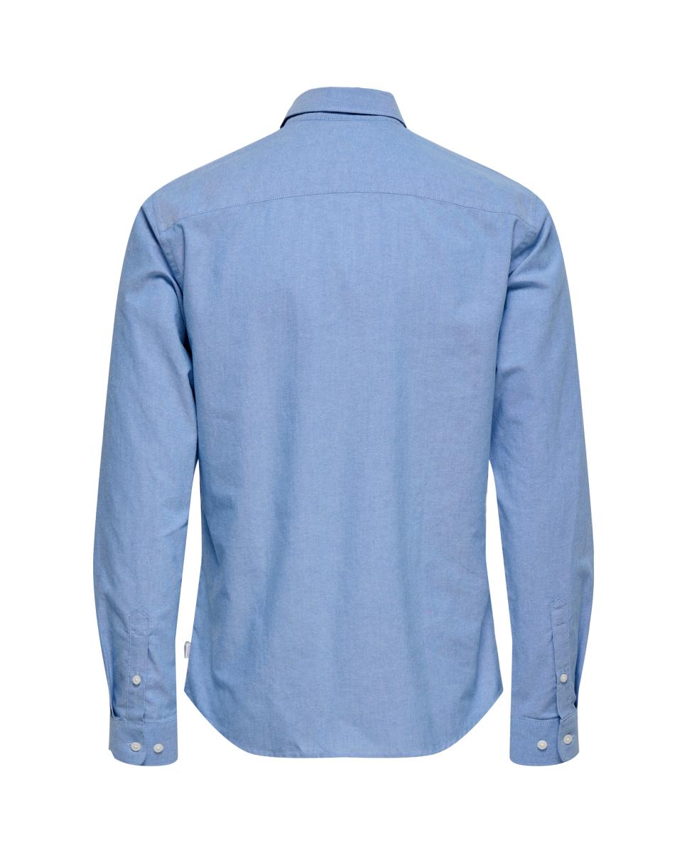 Camisa Oxford slim lisa de homem Azul-claro-6