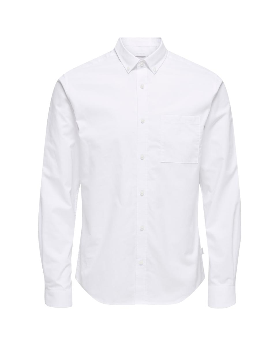 Camisa Oxford de hombre slim lisa - Only & Sons - Verde anticuario Blanco-6