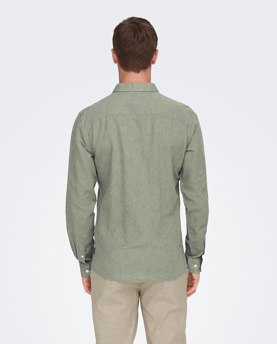 Camisa Slim Fit com Manga Comprida Verde-claro-2