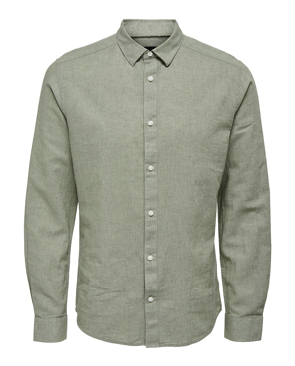 Camisa Slim Fit com Manga Comprida Verde-claro-3