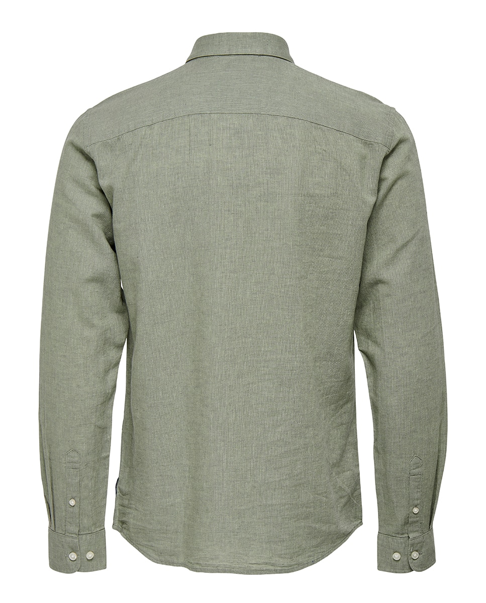Camisa Slim Fit com Manga Comprida Verde-claro-4