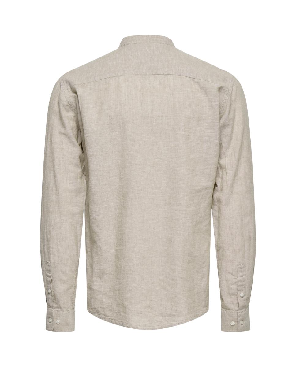 Camisa lino de hombre manga larga regular fit - Only & Sons - Beige Beige-5
