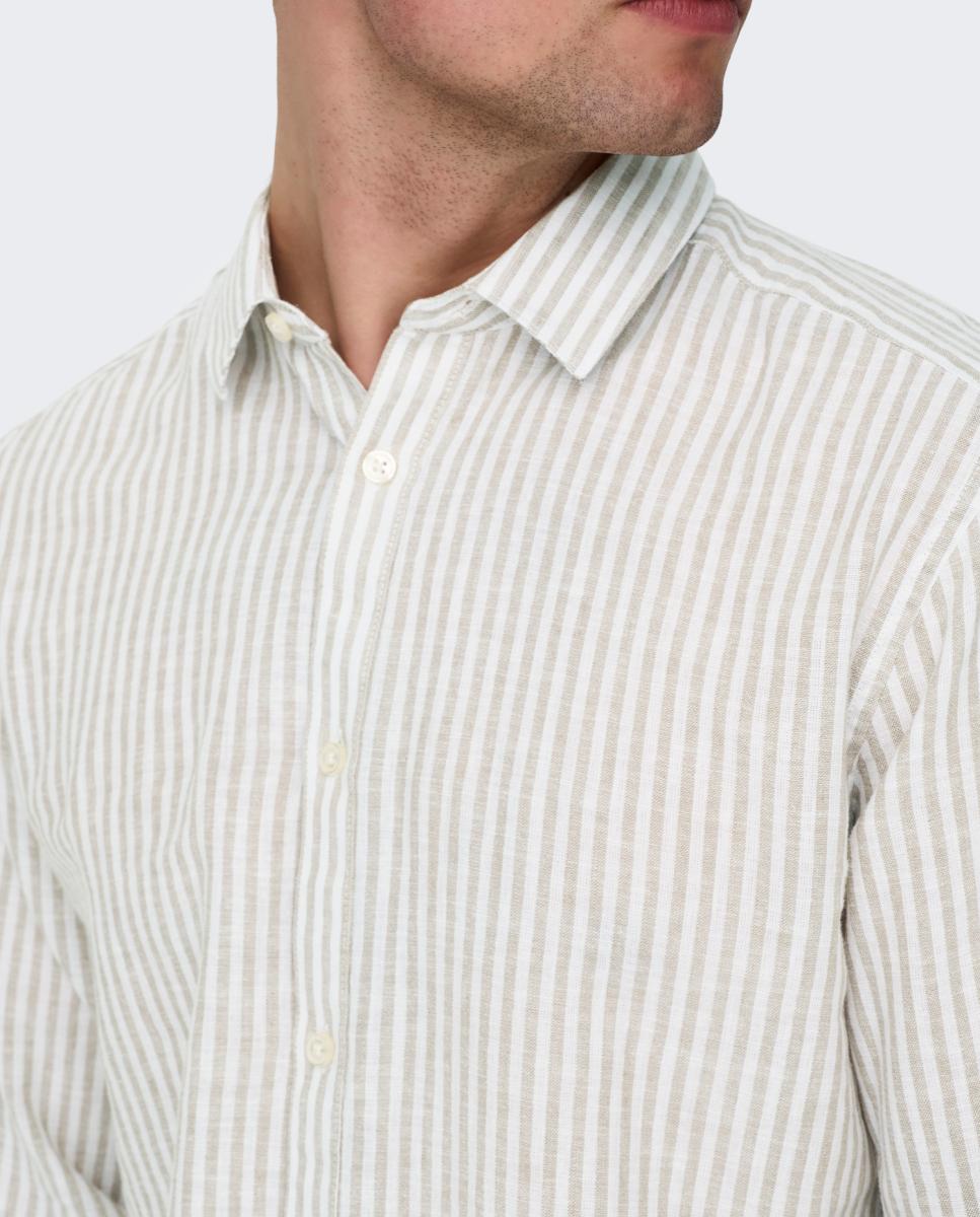 Camisa de Manga Comprida em Linho Branco-3