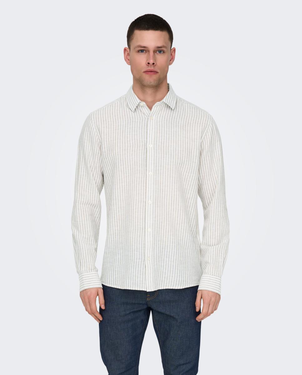 Camisa de Manga Comprida em Linho Branco-4