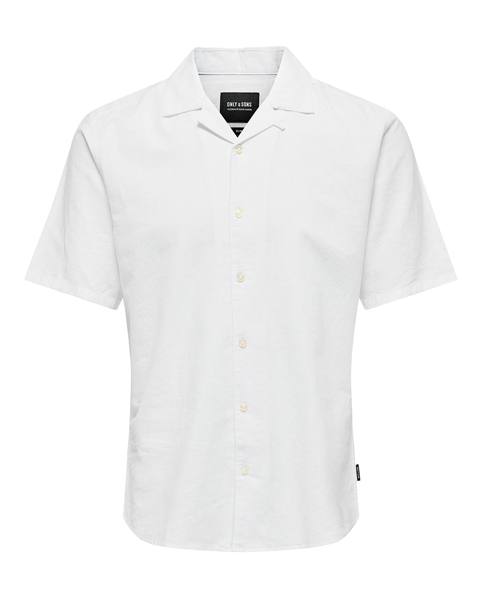 Camisa de manga corta de lino de hombre - Only & Sons - Blanco Blanco-6