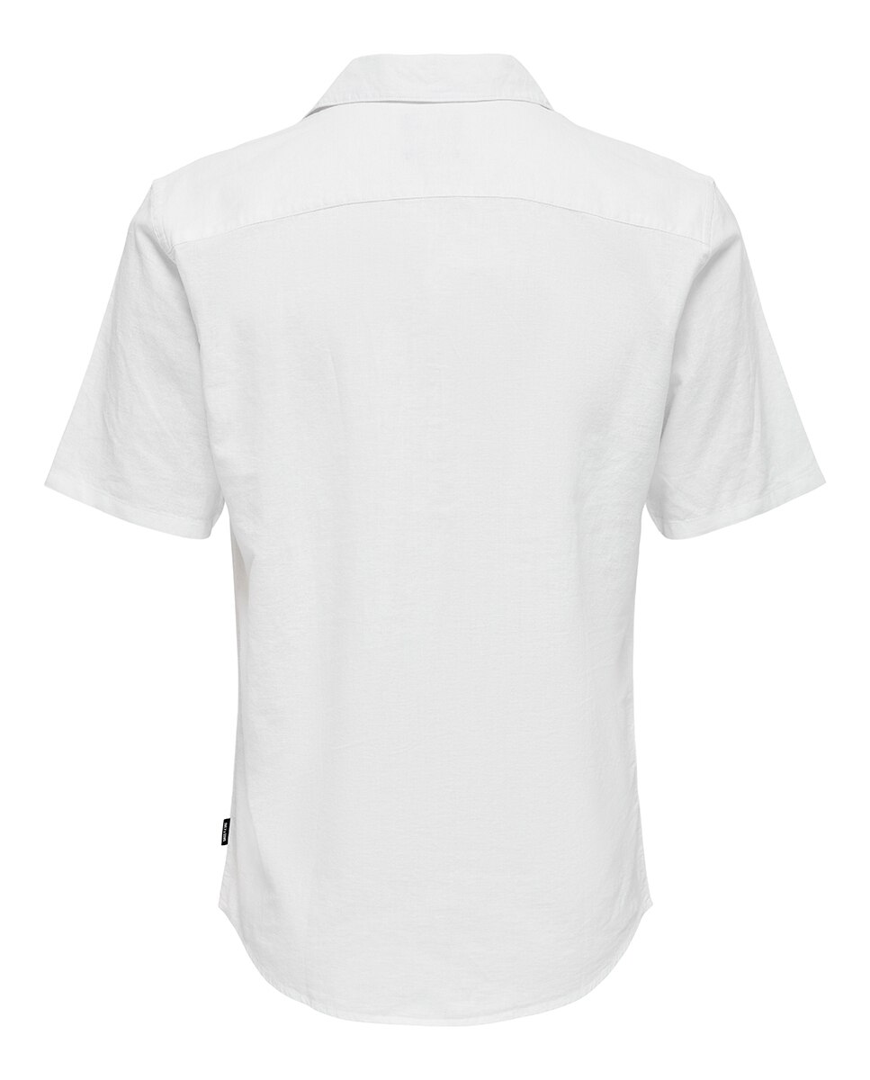 Camisa de manga corta de lino de hombre - Only & Sons - Blanco Blanco-7