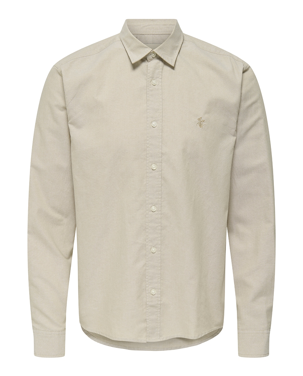 Camisa Regular Fit com Manga Comprida Cru-1