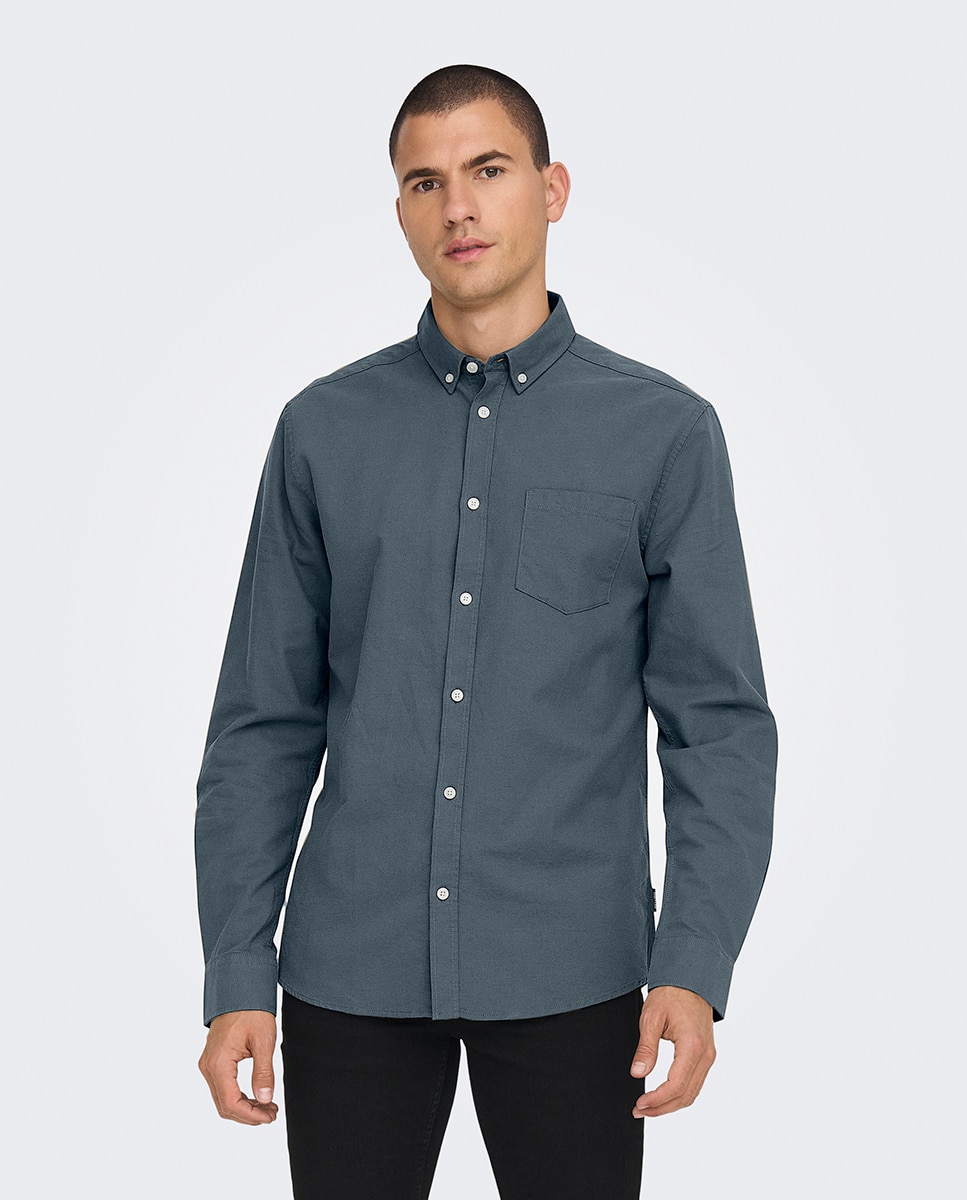 Imagem 0 de Camisa Oxford slim lisa de homem
