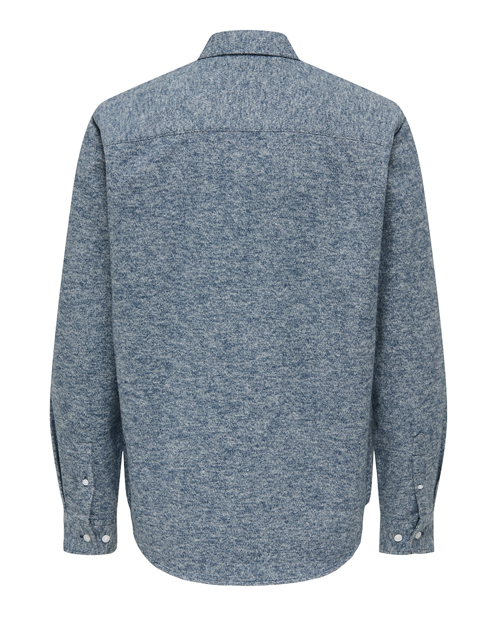 Camisa Regular Fit 100% Algodão com Manga Comprida Azul-6