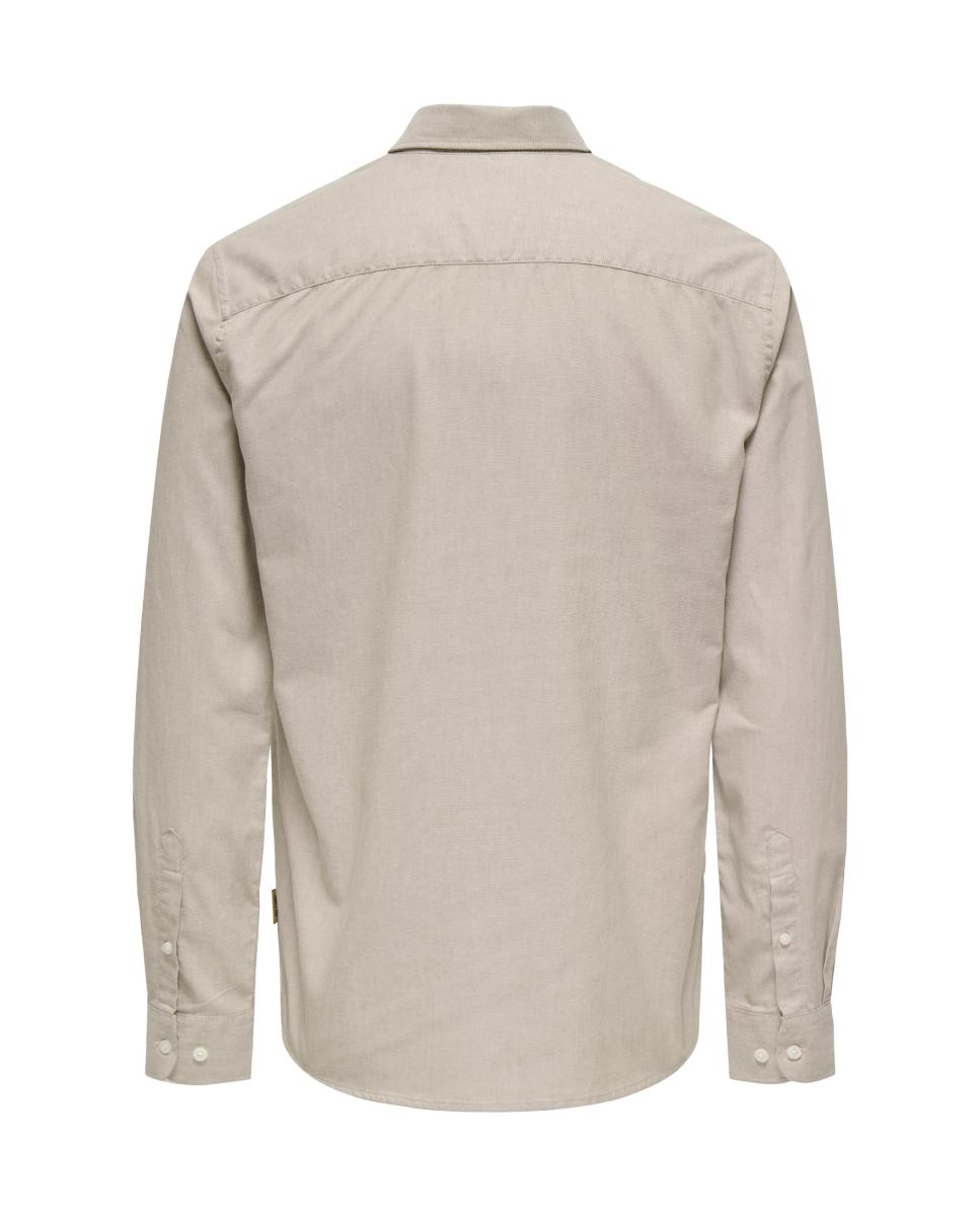 Camisa Oxford de hombre slim lisa - Only & Sons - Beige Beige-4