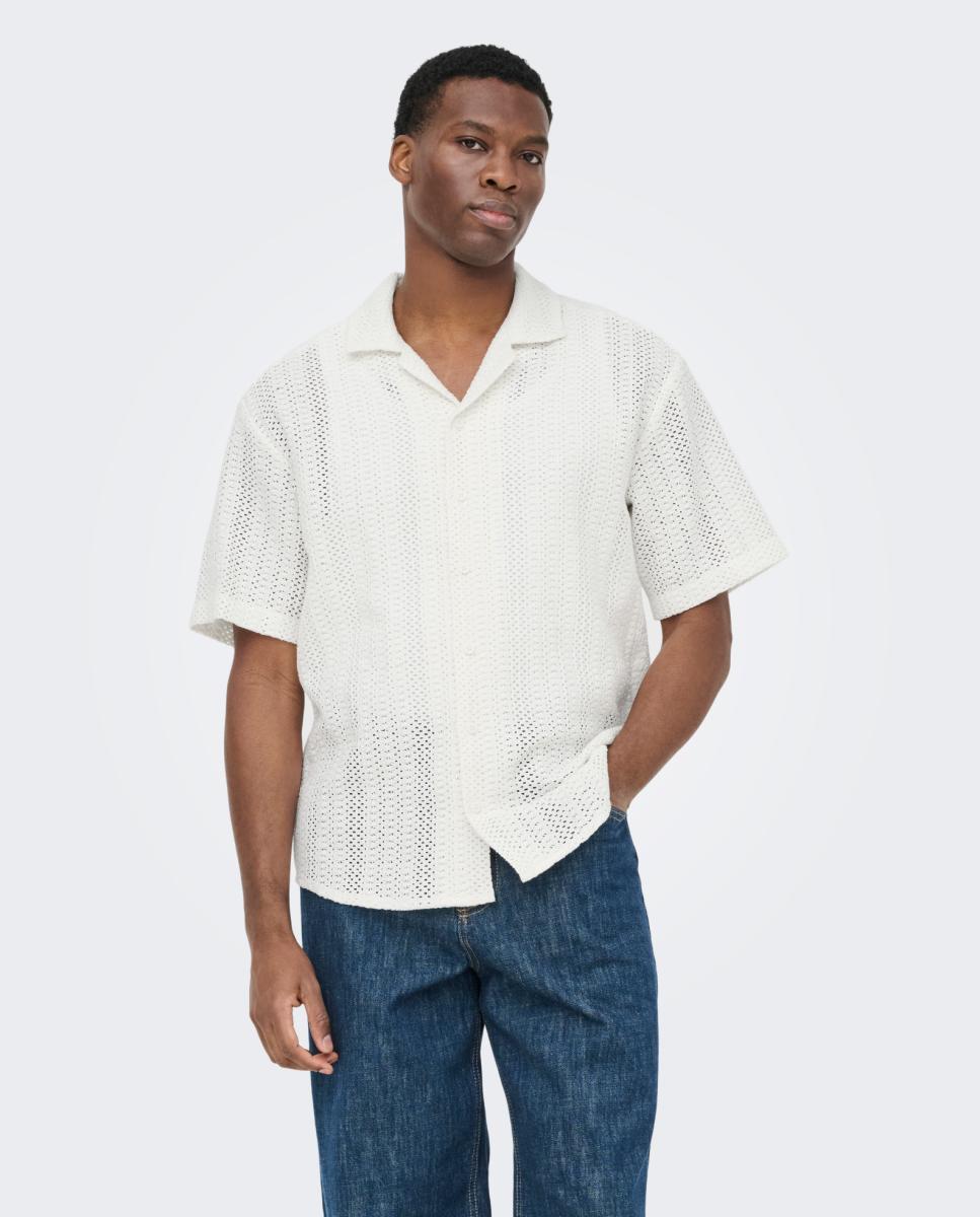 Camisa de Malha Regular Fit Creme-1