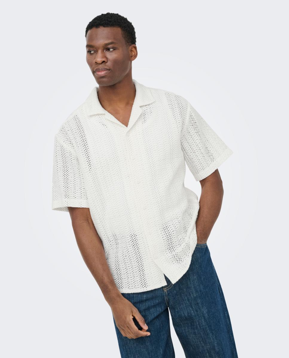 Camisa de Malha Regular Fit Creme-3