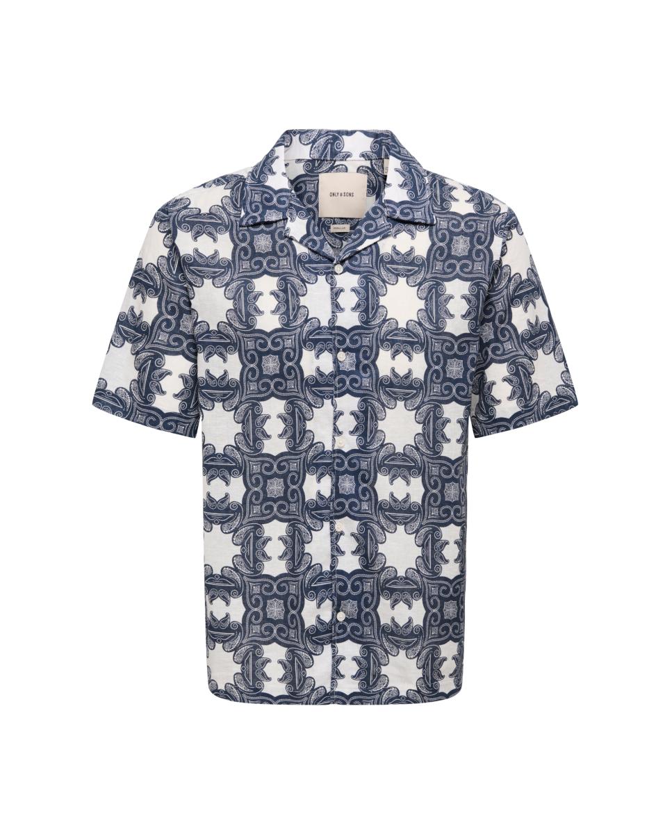 Imagem 0 de Camisa Regular Fit com Manga Curta Composta de Linho e Algodão.