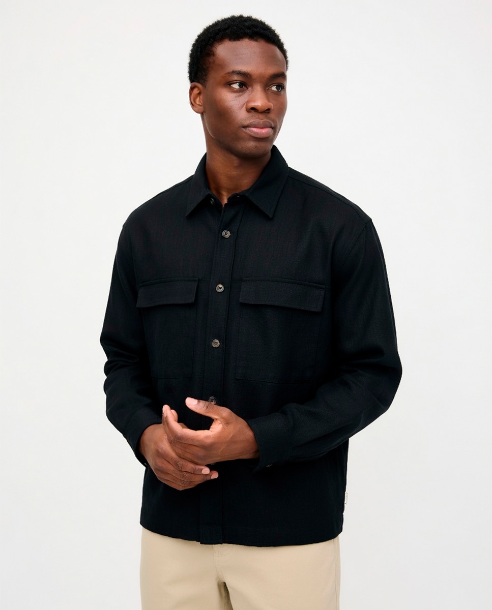 Only & Sons - Sobrecamisa de hombre de lino y algodón regular fit..