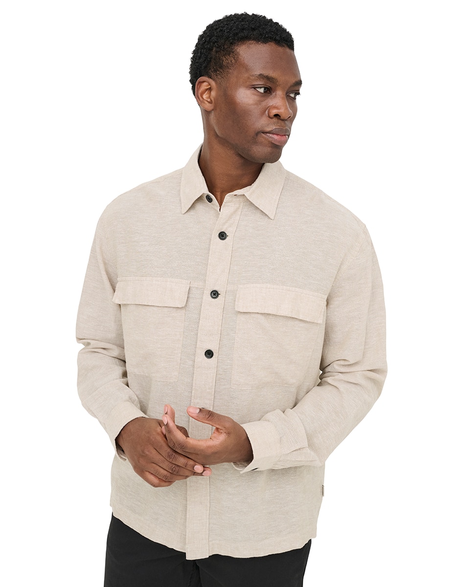 Imagem 0 de Sobrecamisa de Linho e Algodão Regular Fit