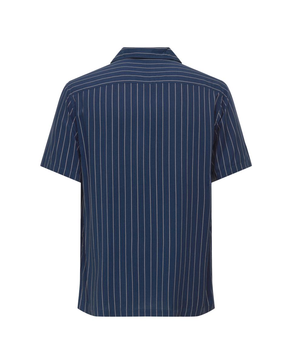 Camisa Regular Fit de Viscose com Manga Curta Azul-índigo-3