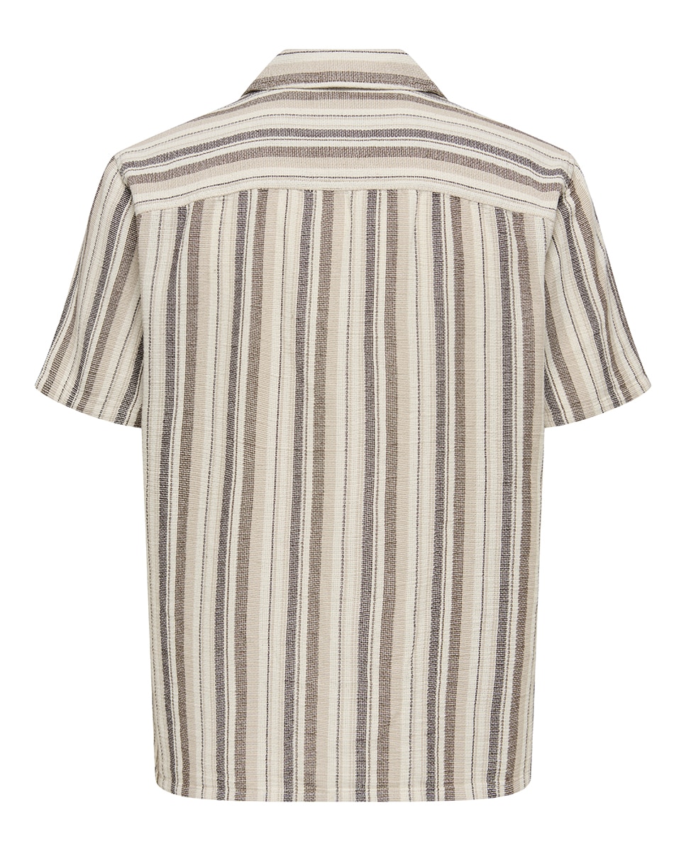 Camisa Regular Fit de Manga Curta Creme-4