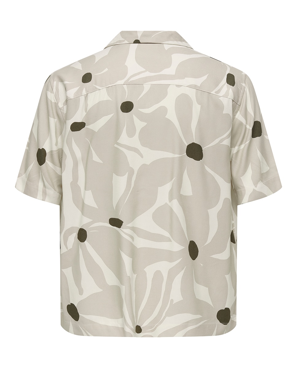 Camisa Regular Fit com Manga Curta Bege-4