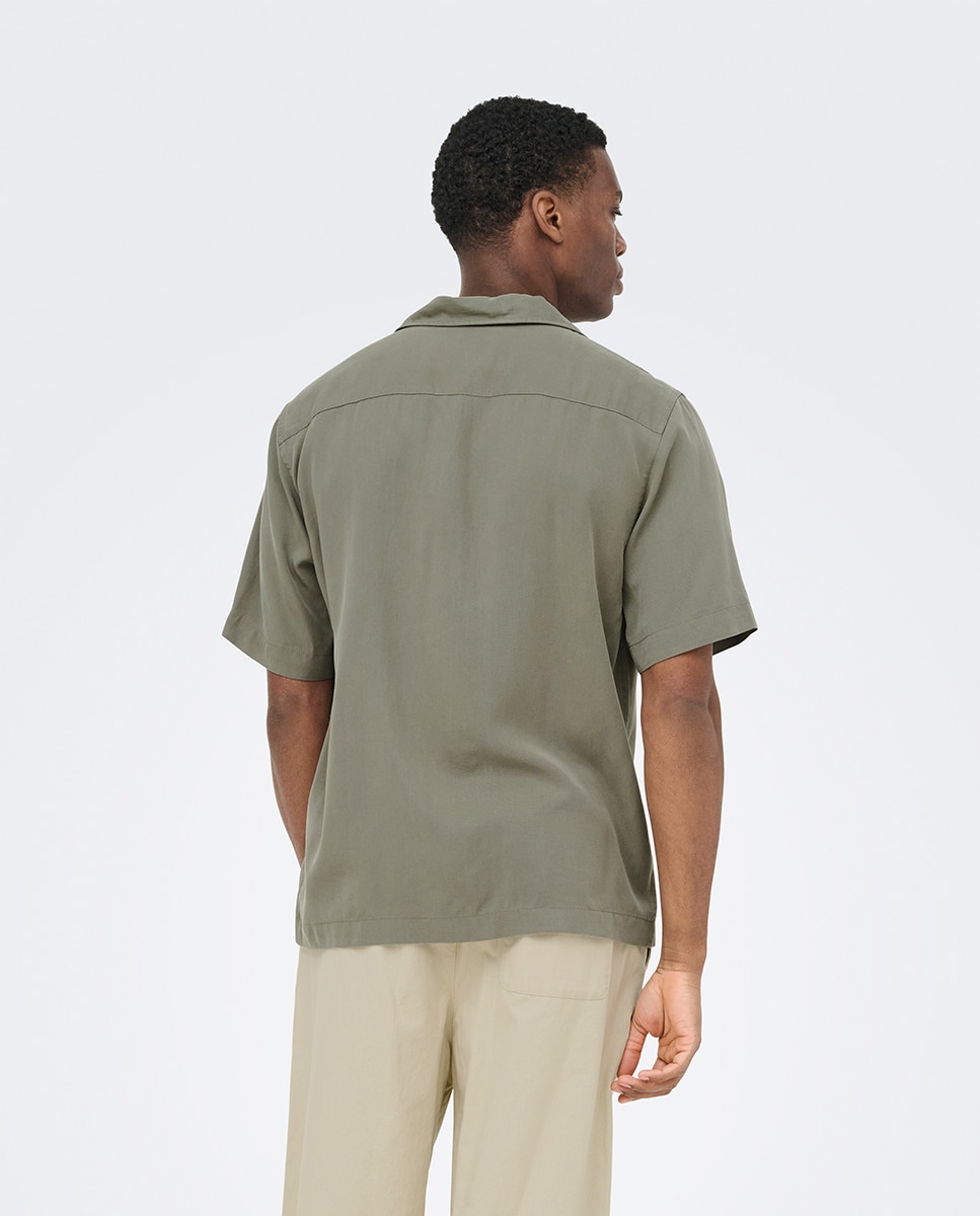 Camisa de hombre de viscosa de manga corta - Only & Sons - Gris Gris-2