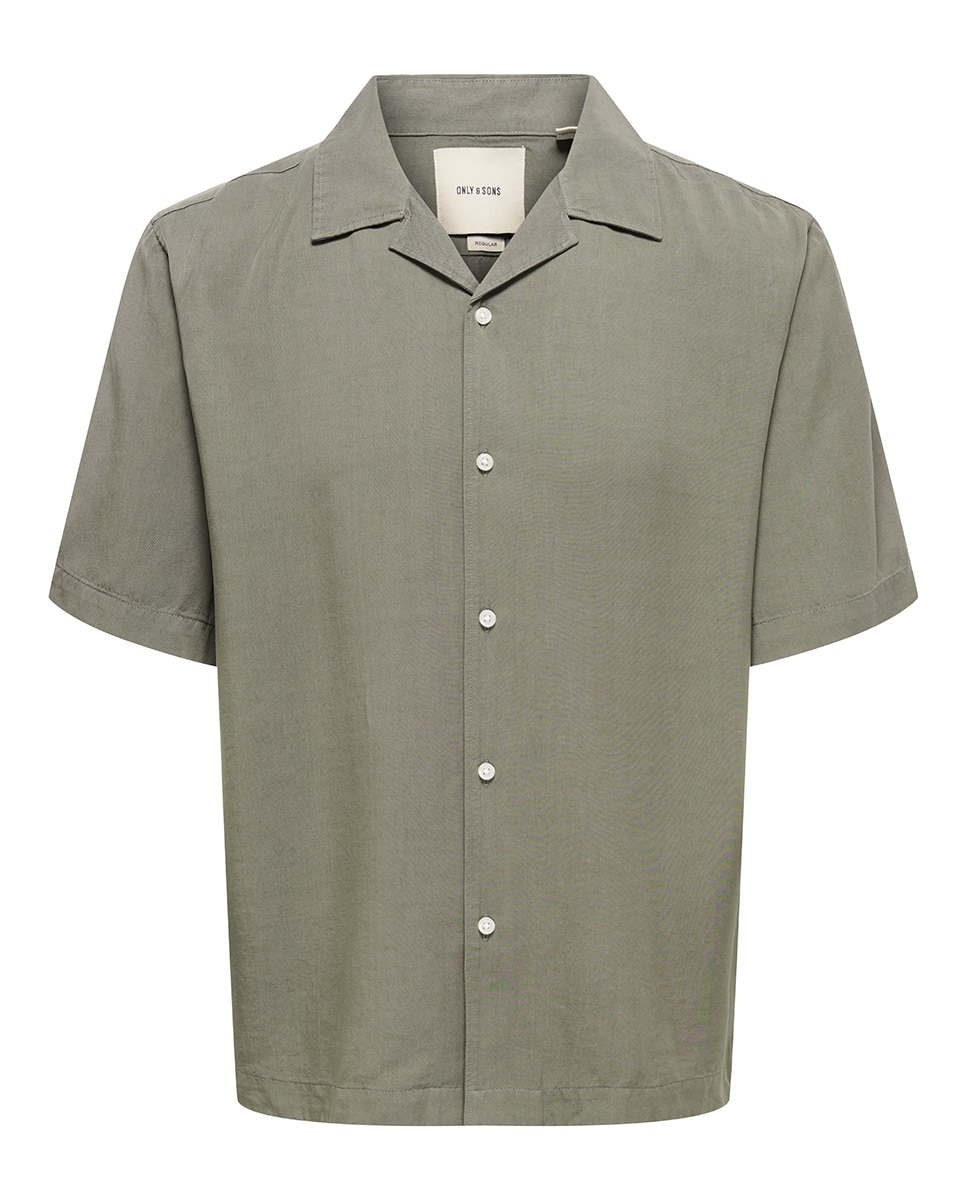 Camisa de hombre de viscosa de manga corta - Only & Sons - Gris Gris-4