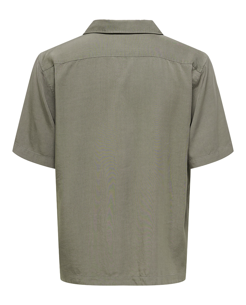 Camisa de hombre de viscosa de manga corta - Only & Sons - Gris Gris-5