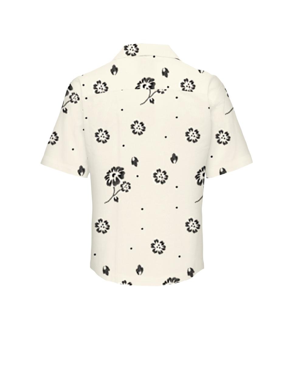 Camisa de Manga Curta com Estampado Floral Creme-2