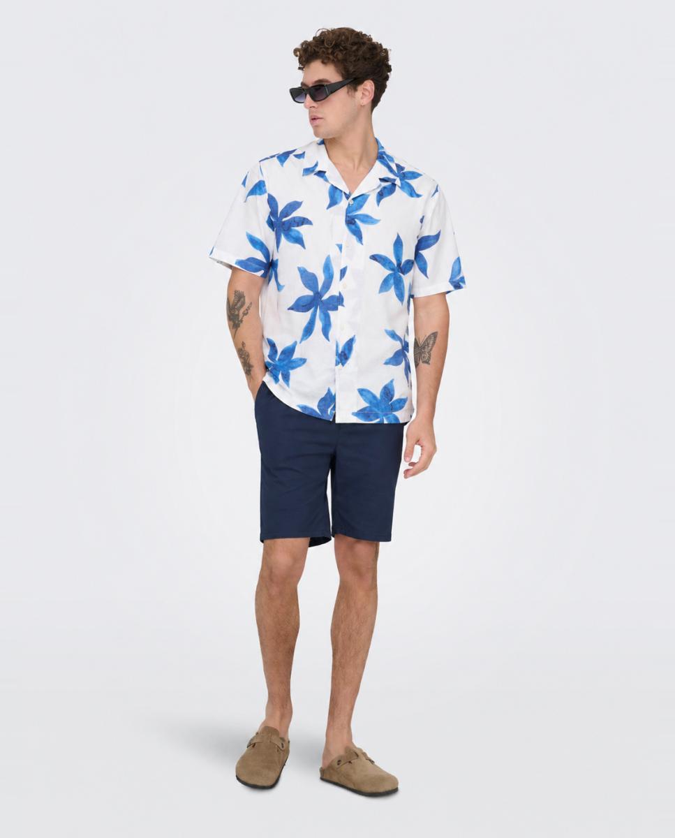 Imagem 0 de Camisa Regular Fit com Manga Curta Composta de Linho e Algodão.