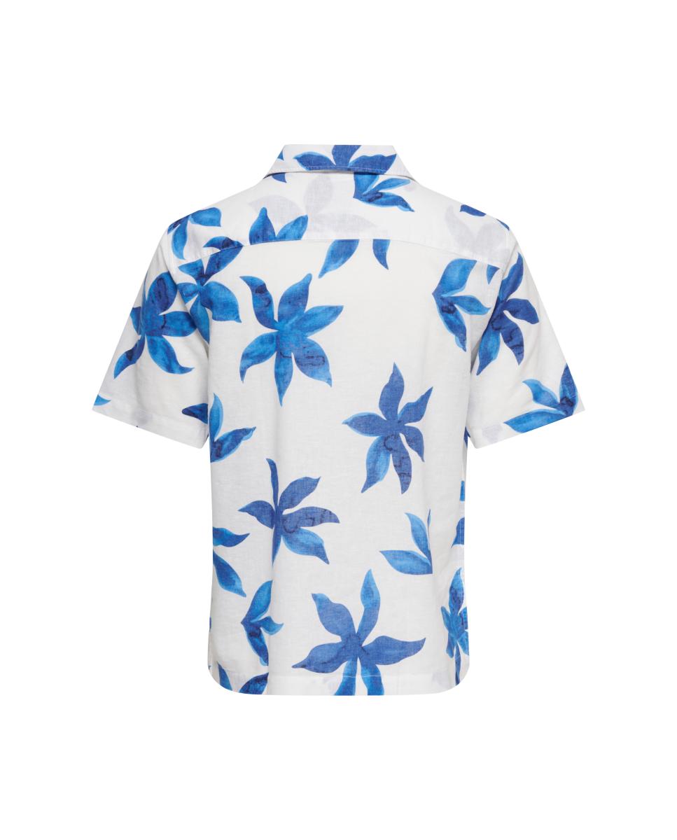 Camisa manga corta de hombre regular fit. Compuesta de lino y algodón. - Only & Sons - Blanco Blanco-4