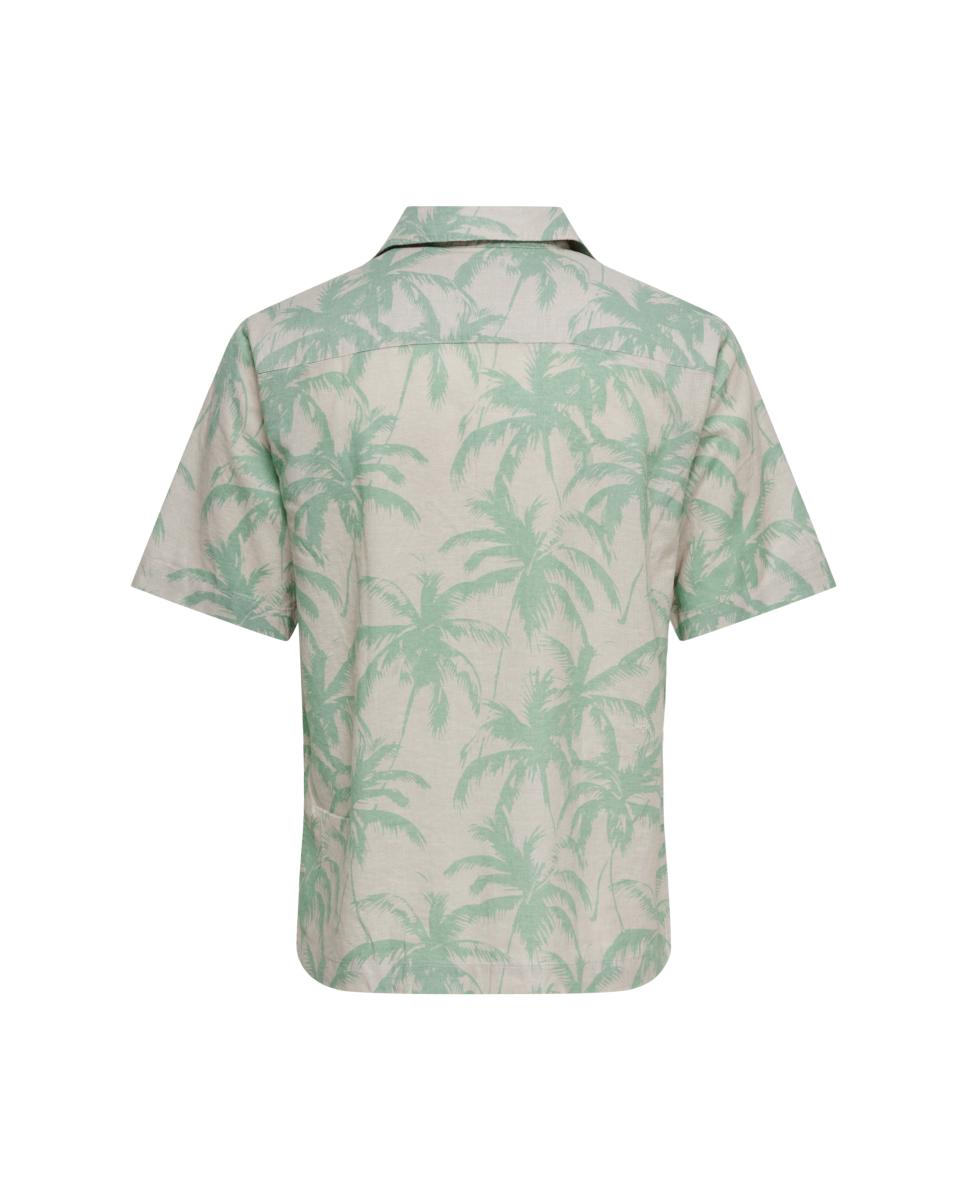 Camisa manga corta de hombre regular fit. Compuesta de lino y algodón. - Only & Sons - Beige Beige-5