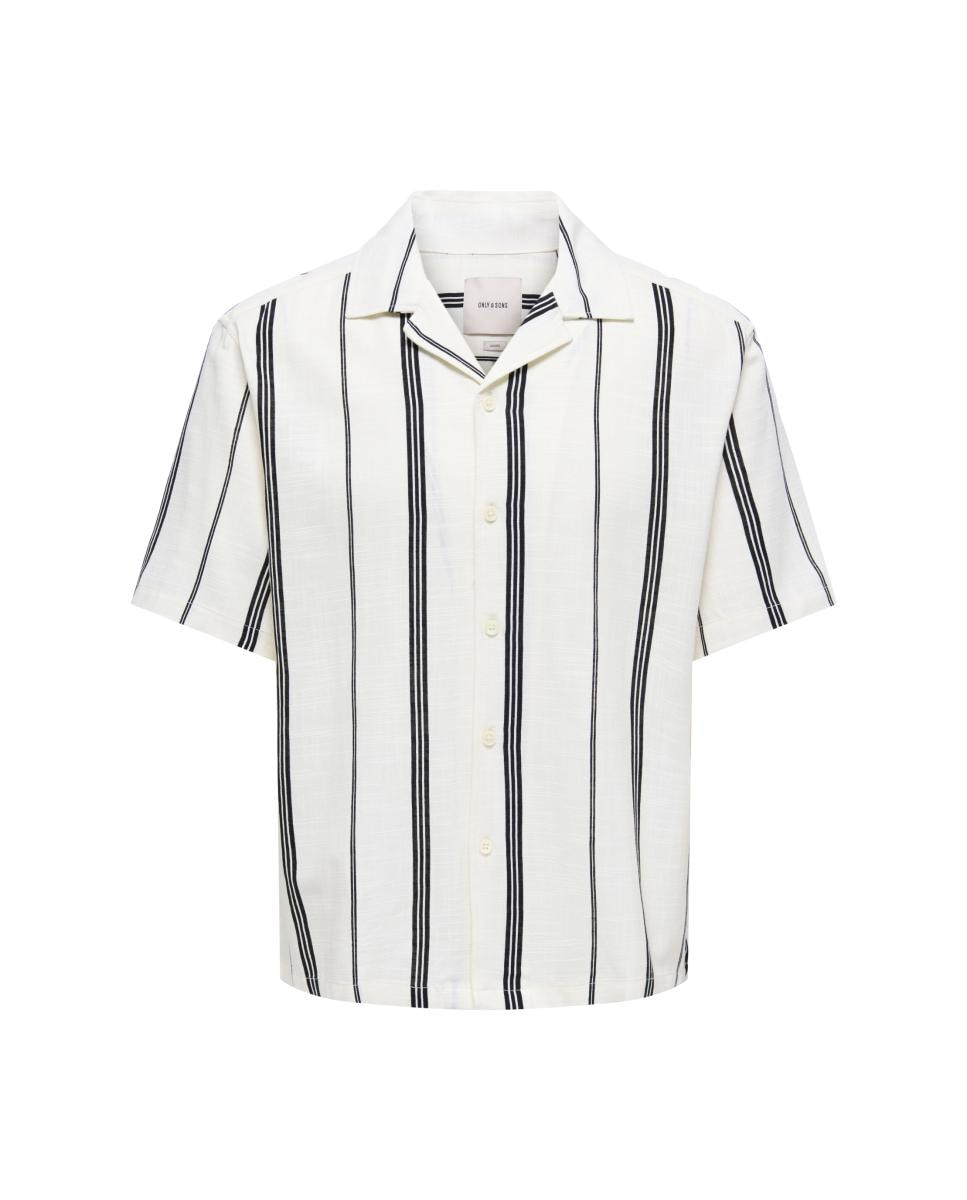 Camisa manga corta de hombre loose fit. Compuesta de viscosa y algodón. - Only & Sons - Blanco Blanco-3