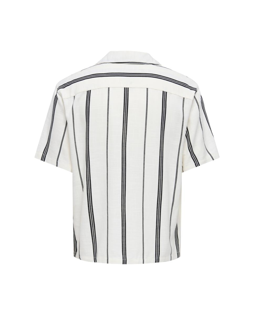 Camisa manga corta de hombre loose fit. Compuesta de viscosa y algodón. - Only & Sons - Blanco Blanco-4
