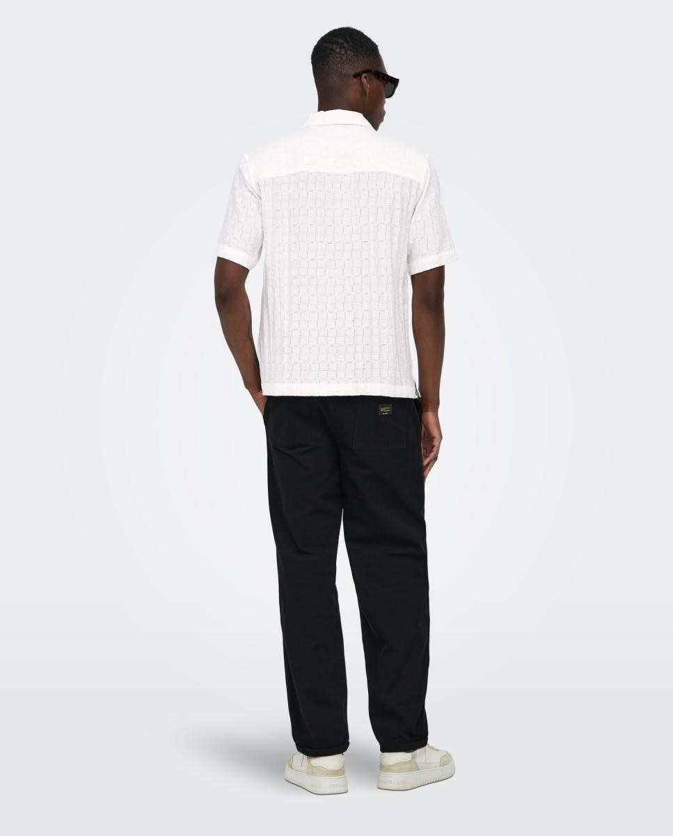 Camisa de viscosa de manga corta de hombre - Only & Sons - Blanco Blanco-2