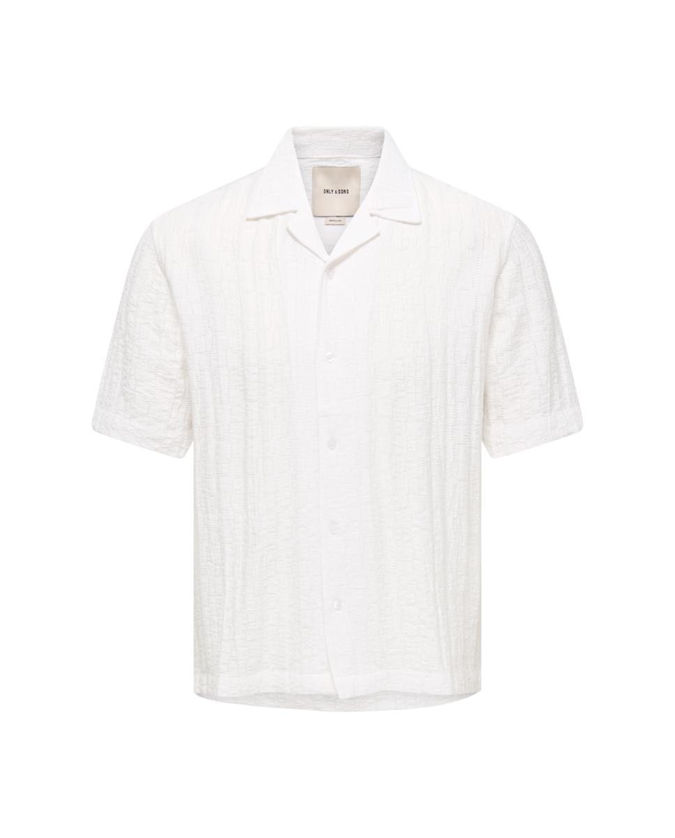 Camisa de viscosa de manga corta de hombre - Only & Sons - Blanco Blanco-4