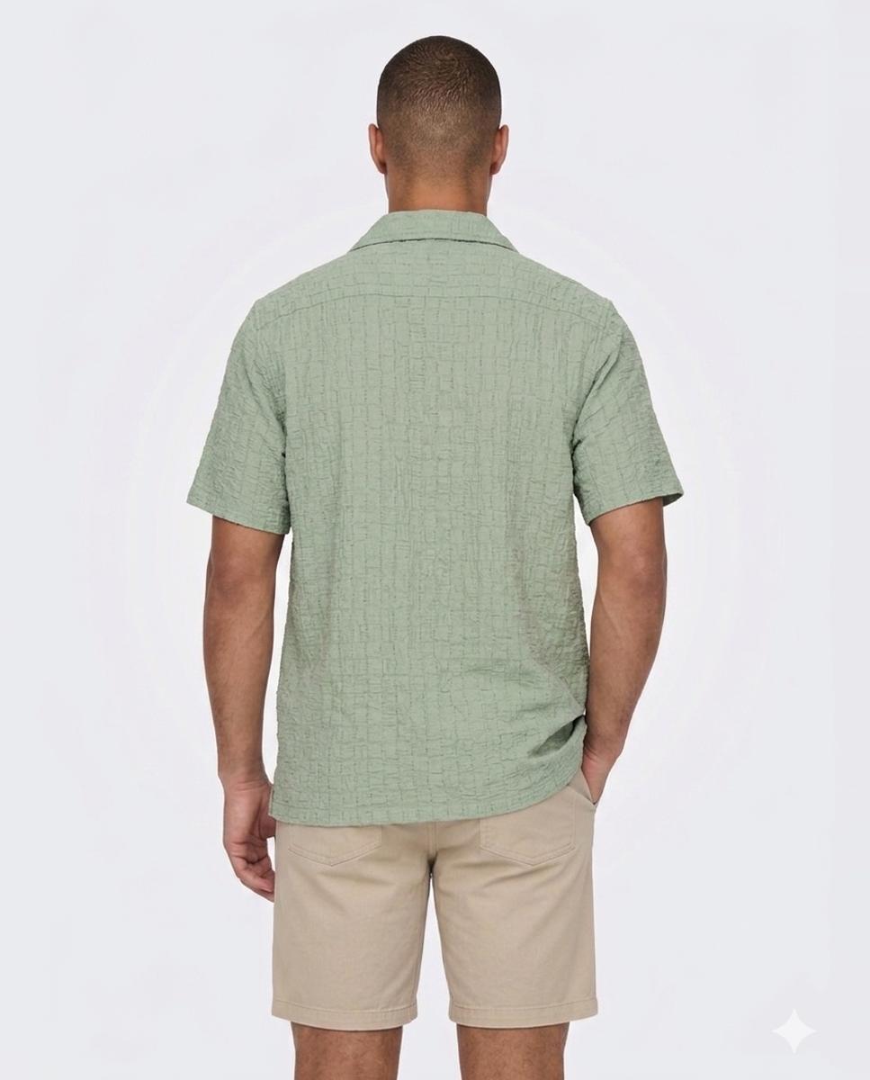 Camisa de Viscose com Manga Curta Verde Água-2
