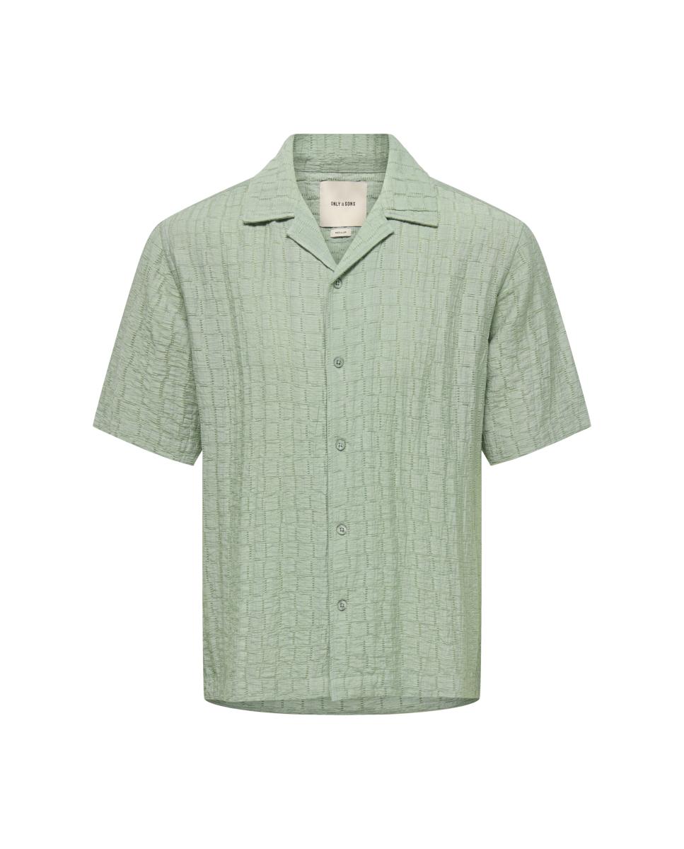 Camisa de Viscose com Manga Curta Verde Água-3