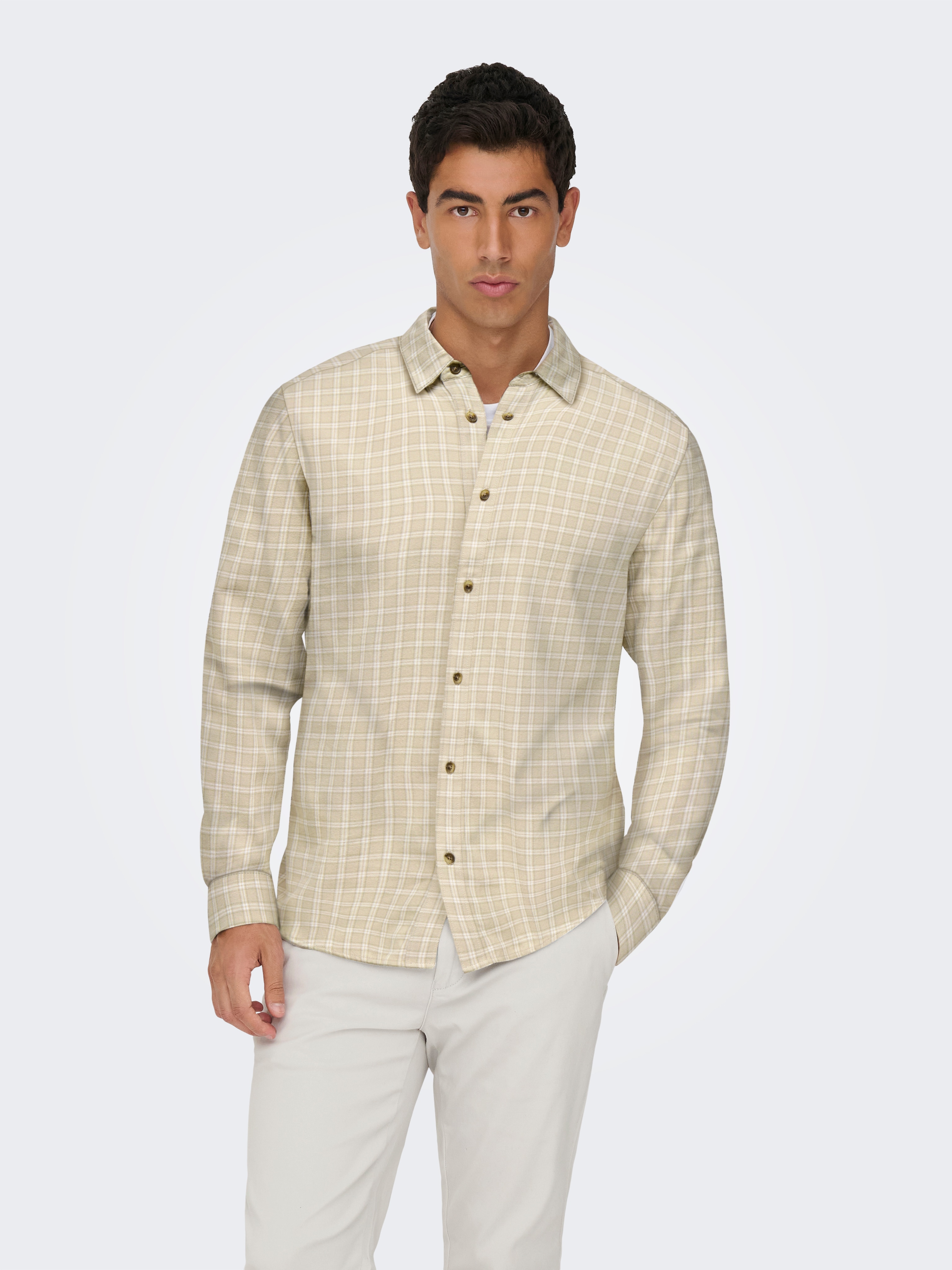 Imagem 0 de Camisa aos Quadrados de Manga Comprida