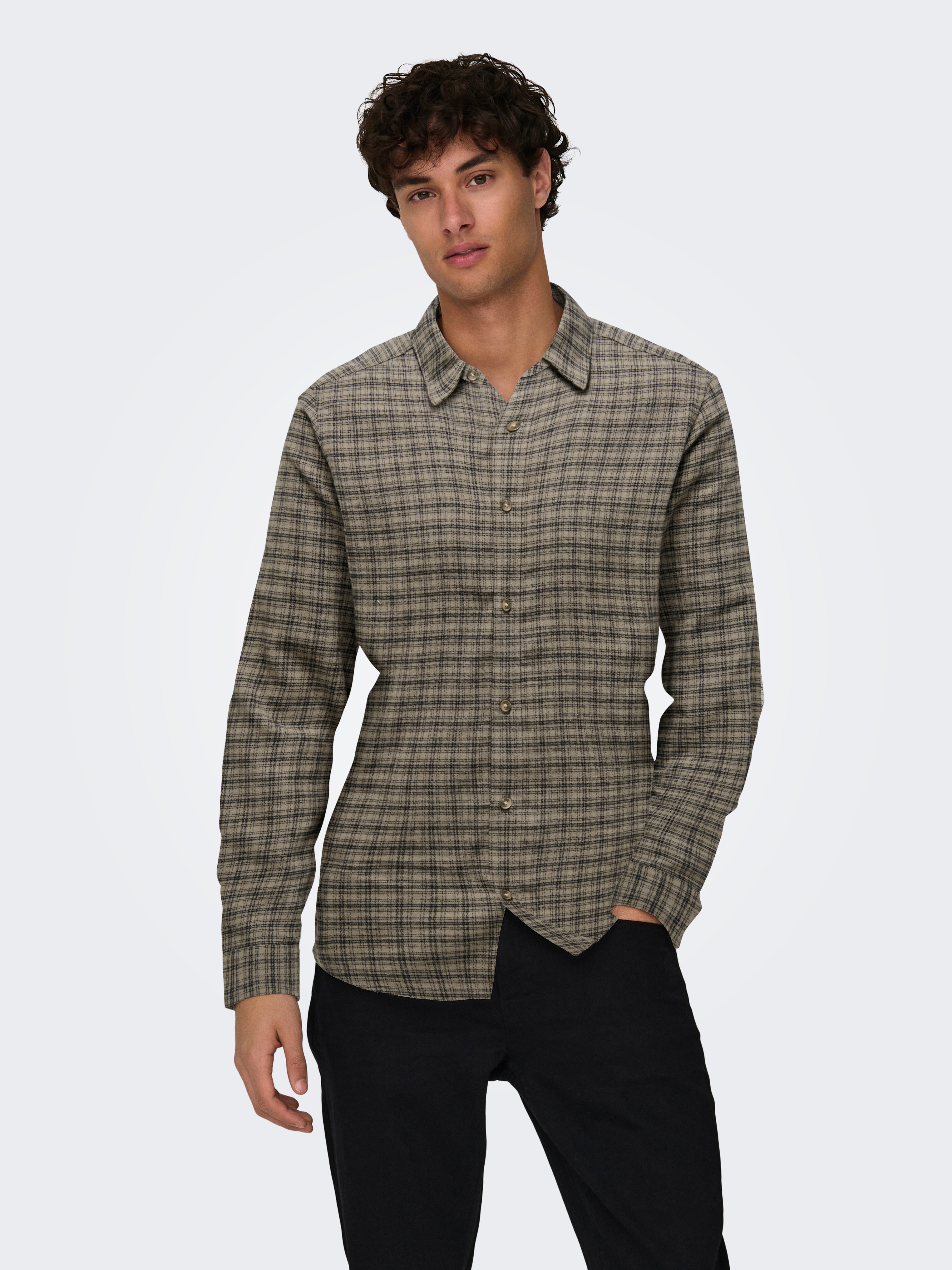 Imagem 0 de Camisa aos Quadrados de Manga Comprida
