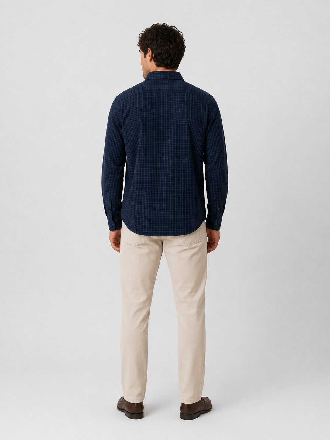 Camisa de Homem com Tecido Estruturado e Gola Clássica Azul-marinho-2