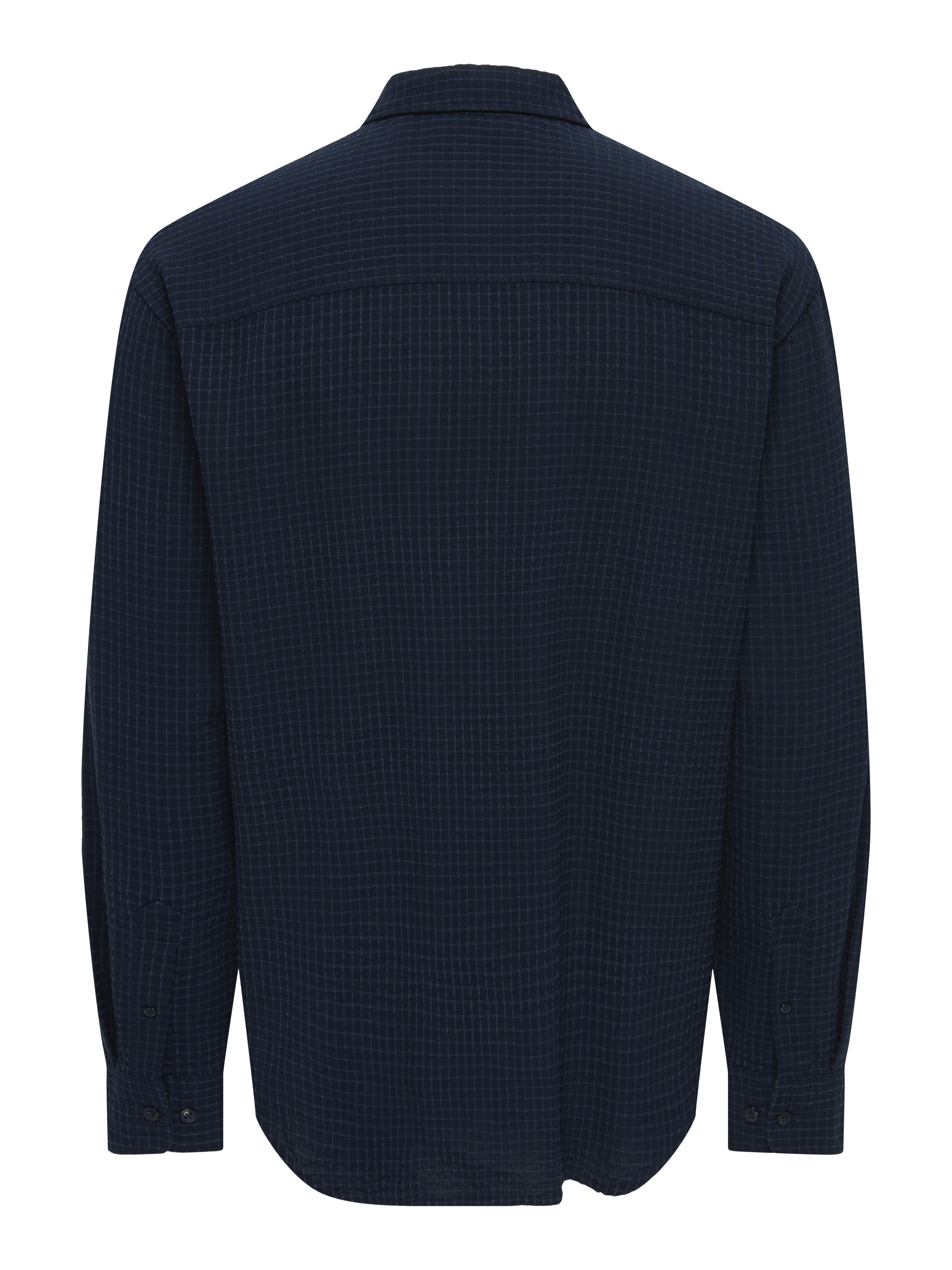 Camisa de Homem com Tecido Estruturado e Gola Clássica Azul-marinho-4