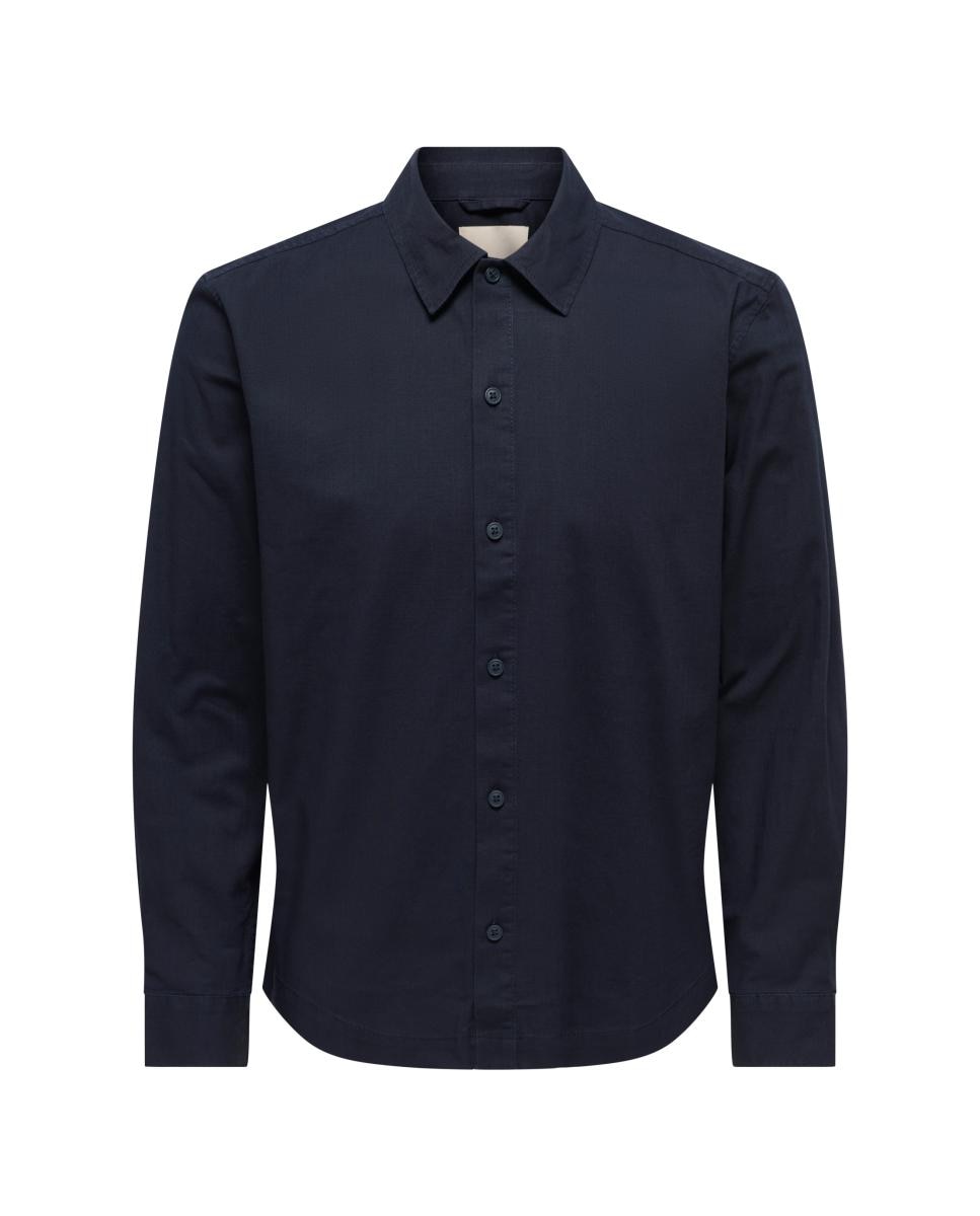 Camisa de Homem com Fecho de Botões e Gola Clássica Azul-marinho-5