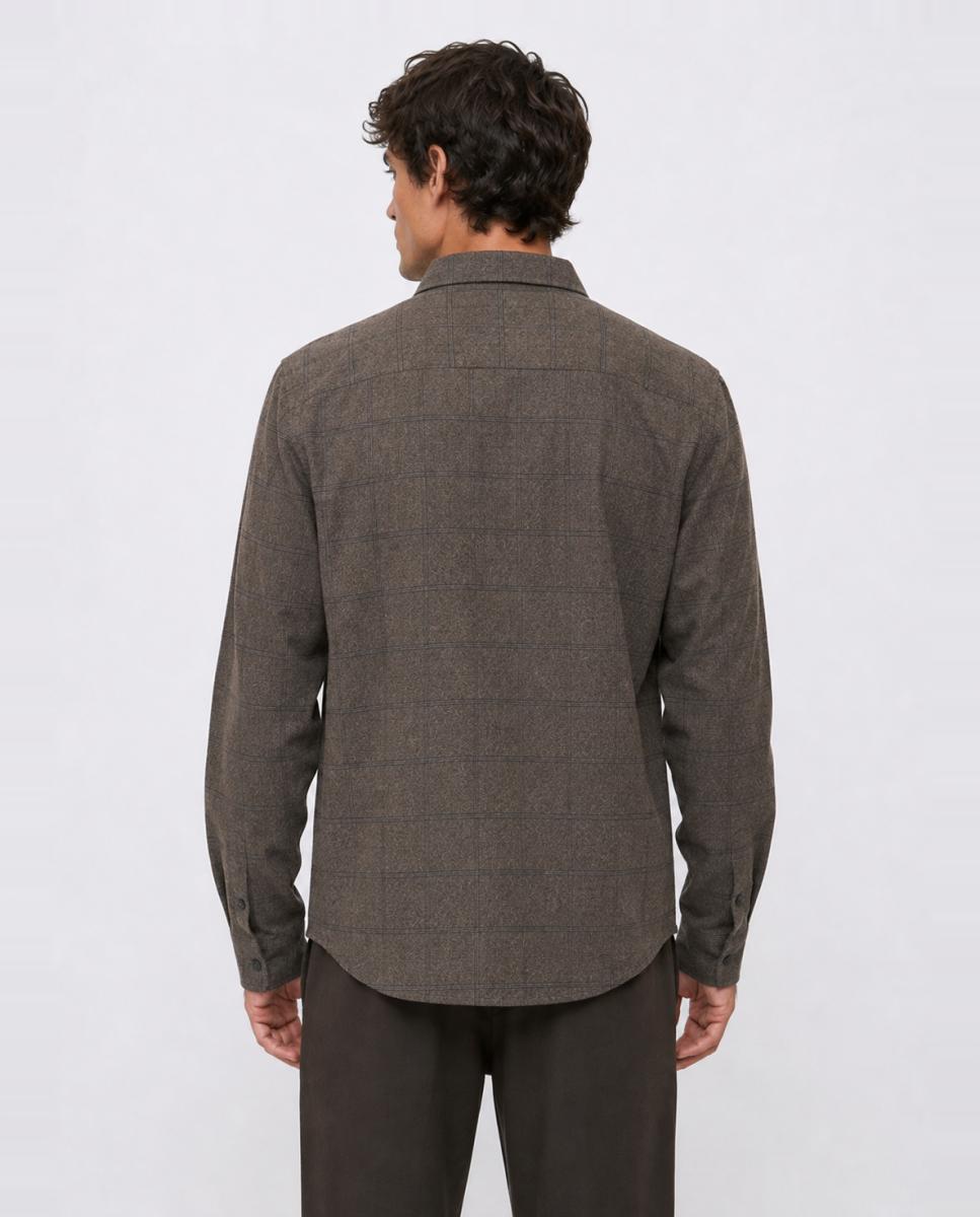 Camisa de hombre manga larga slim fit.100% Algodón. - Only & Sons - Marrón Marrón-2